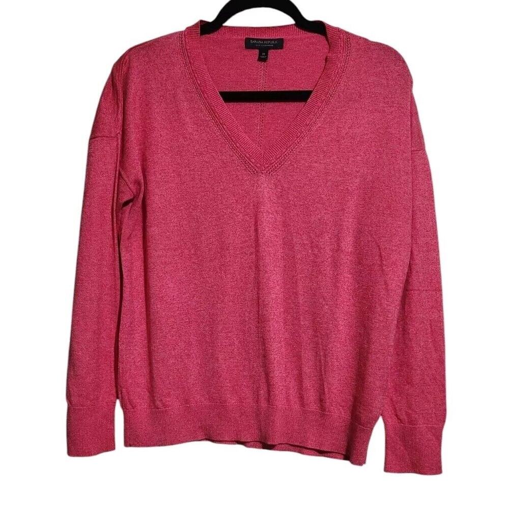 Banana Republic Silk Cashmere Crew Neck Pullover Sweater Pink M Classic Preppy